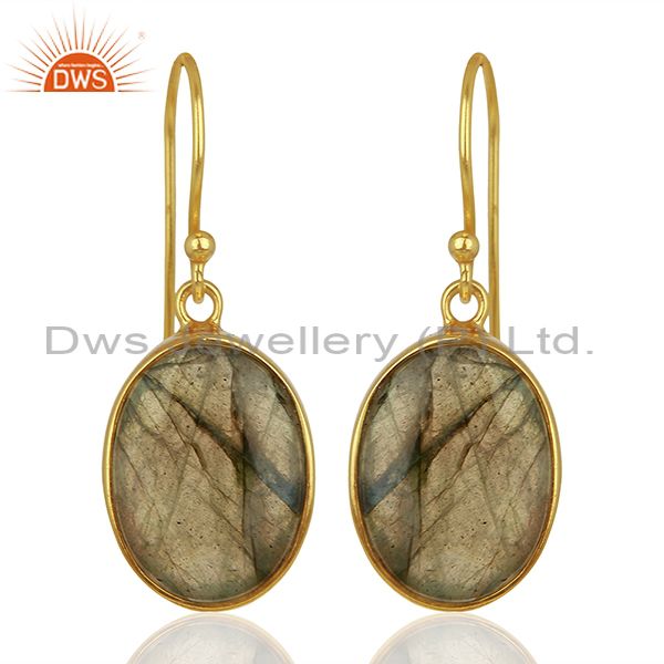 Labradorite Gemstone Gold Plated Silver Earrings Manufacturer Supplier