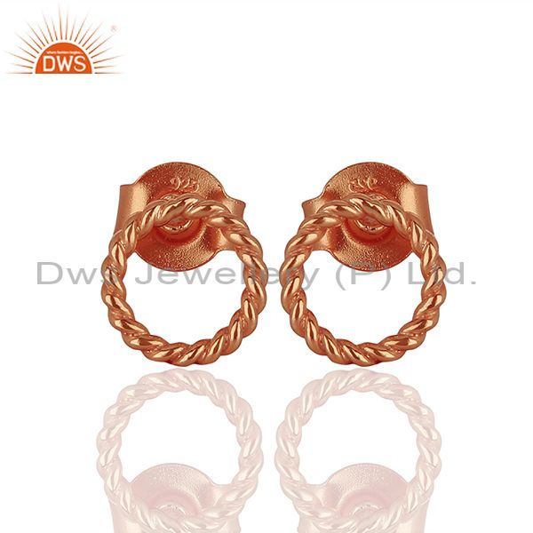 Rose Gold Plated 925 Silver Womens Stud Earrings Jewelry Manufacturer