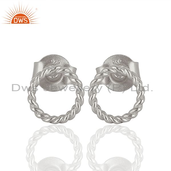 Handamde Sterling Fine Silver Fashion Stud Earrings Jewelry Wholesale
