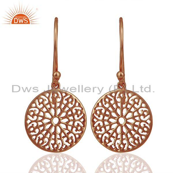 Round Gardens Inspired 92.5 Sterling Silver Rose Gold Plated Earring