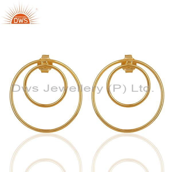 Gold Plated Sterling Silver Circle Design Earrings Manufacturers