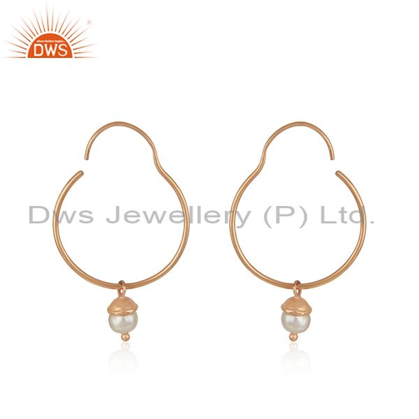 Rose Gold Plated 925 Silver Handmade Natural Pearl Girls Earrings Manufacturers