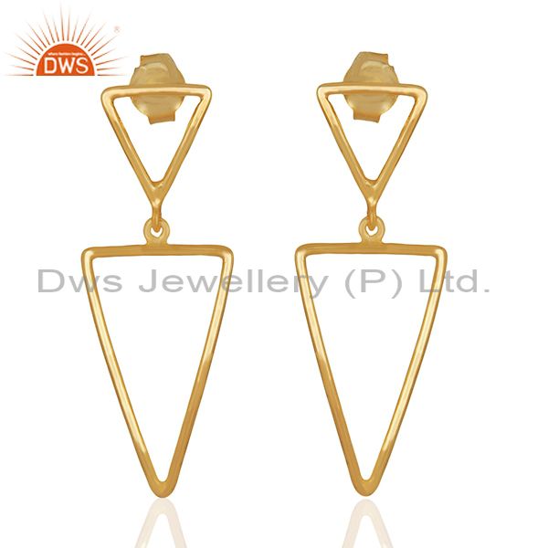 Multi Tirangle Design 925 Silver Gold Plated Dangle Earrings Jewelry