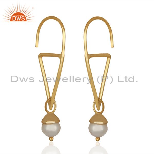 Fresh Watar Pearl 925 Silver Gold Plated Party Earrings Manufacturers