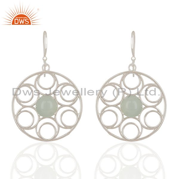 Aqua chalcedony gemstone 925 sterling silver earring manufacturers