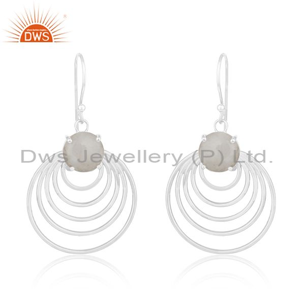 Natural rainbow moonstone 925 sterling silver earrings manufacturer