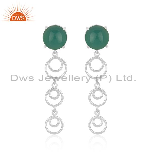 Best selling fine sterling silver green onyx gemstone designer earring