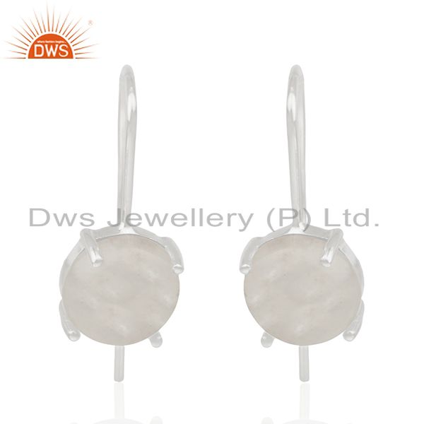 Natural Rainbow Moonstone Fine Sterling Silver Drop Earrings Manufacturer India