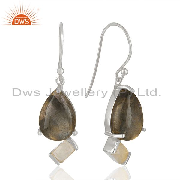Designer 925 Sterling Silver Multi Gemstone Drop Earrings Wholesale