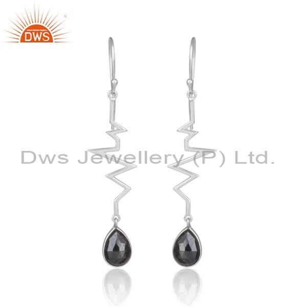 Hematite Heartbeat Collection Designer Sterling Silver Earring