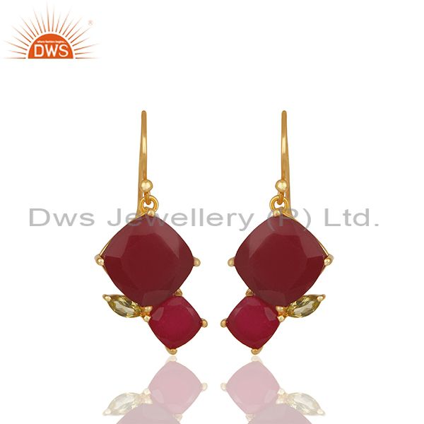 New Arrival Gold Plated 925 Silver Multi Gemstone Earrings Wholesale