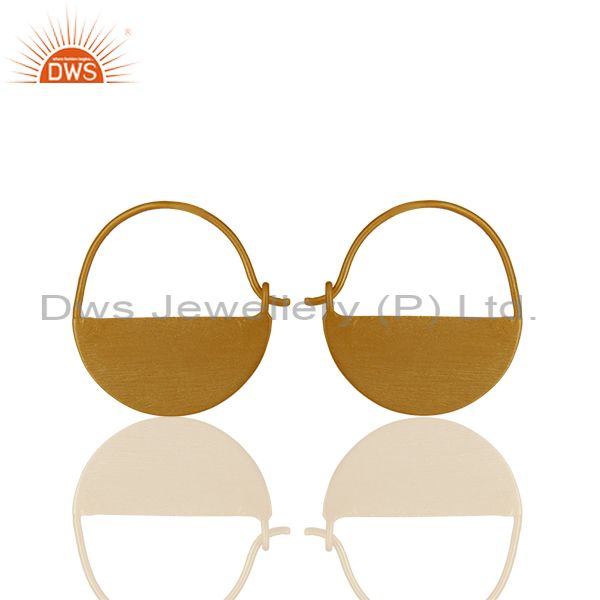 Round 925 Plain Silver Handmade Gold Plated Simple Earrings Suppliers