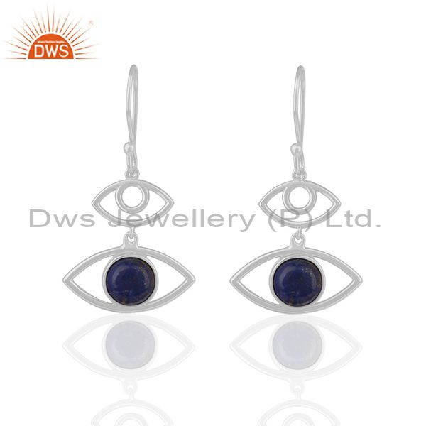 92.5 Sterling Silver Lapis Lazuli Gemstone Eye Earrings Wholesale