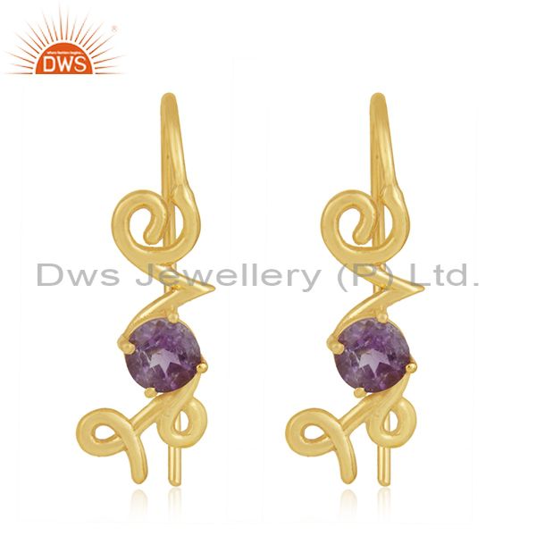 Custom Love Initial 925 Silver Gold Plated February Birthstone Earring Suppliers