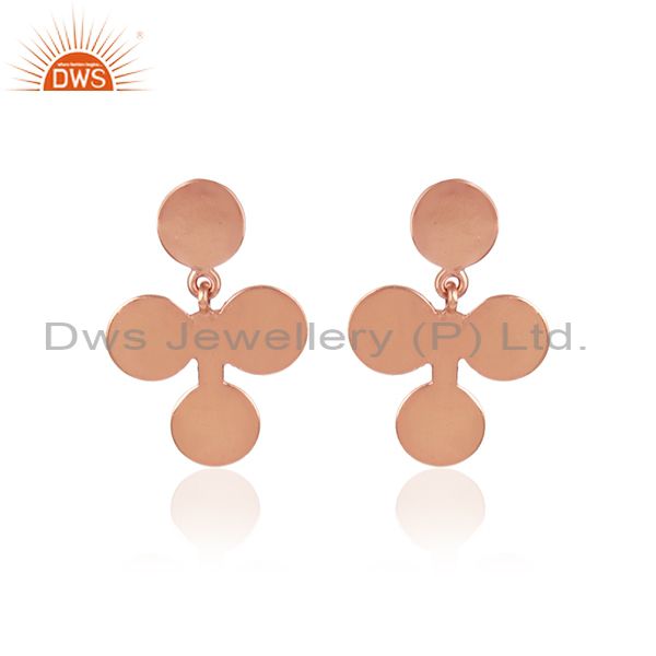 Fortunate four leaf design earring in rose gold over silver 925