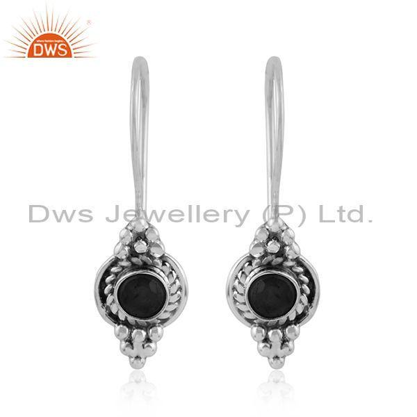 Black onyx gemstone handmade designer oxidized silver earrings