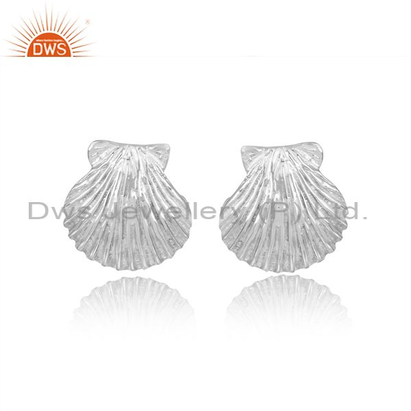 Shell designer 925 sterling fine silver handmade stud earrings