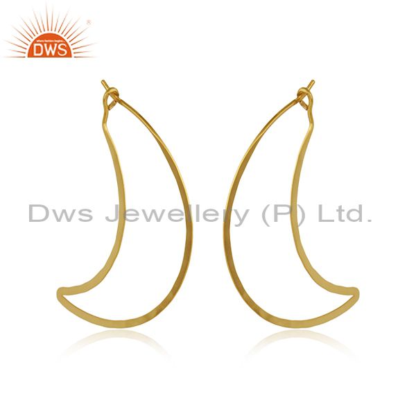 Banana design 18k yellow gold plated womens plain silver earrings
