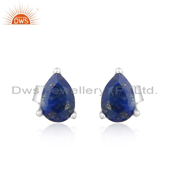 Designer dainty sterling silver 925 studs with natural lapis