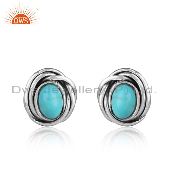Arizona Turquoise Wrapped Oxidized Sterling Silver Earrings
