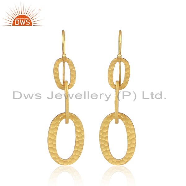 Gold Plated Sterling Silver Oval Entwined Dangler Earrings