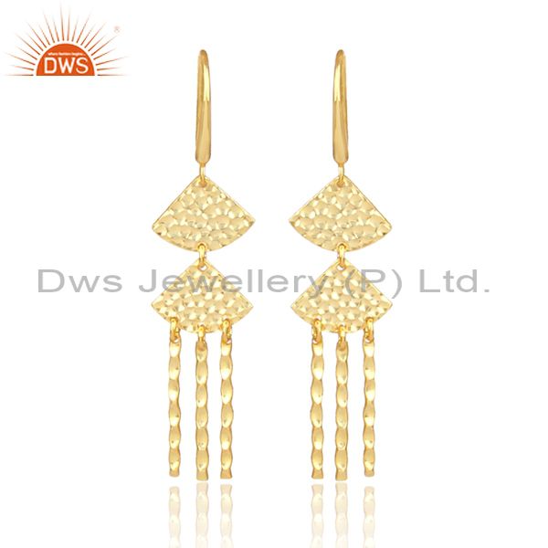 Designer Gold On 925 Silver Long Drop Traditional Earrings