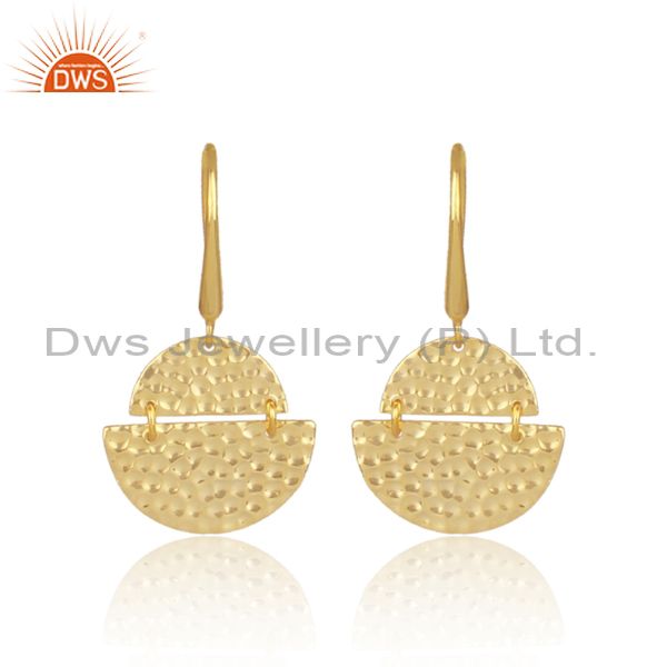 Fancy Gold On Sterling Silver Designer Long Drop Earrings