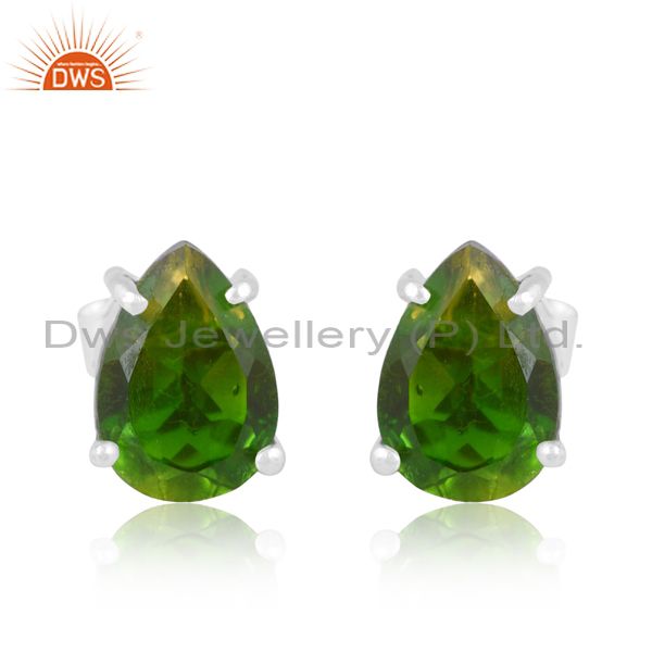 Bio Chrome Diopside Doublet White Sterling Silver Earing