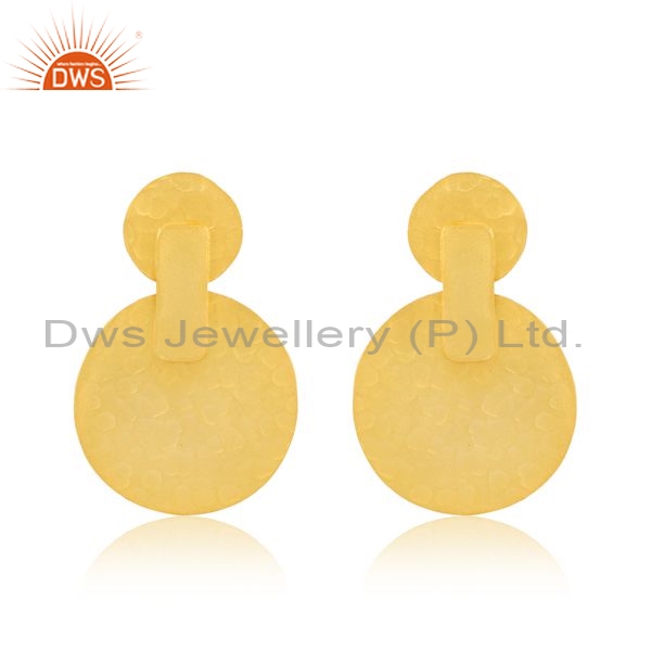 Sterling Silver Double Circle Shaped 18K Gold Stud Earrings