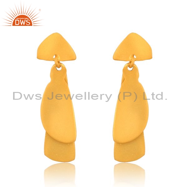 Sterling Silver 18K Gold Earrings With Unshaped Drops