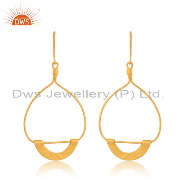 Sterling Silver Earrings With 18K Gold And Semi Circle Drops