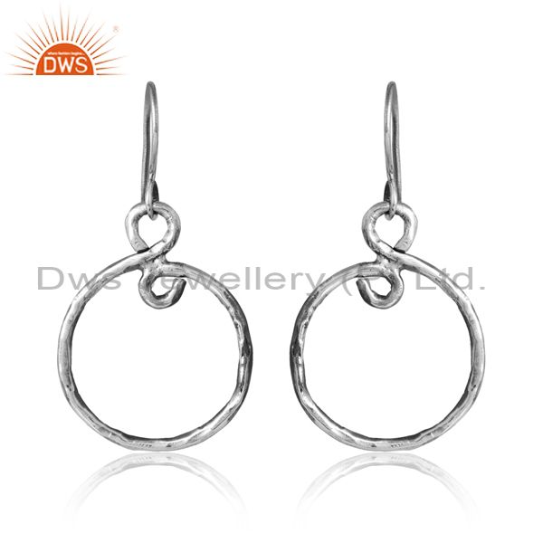 Circular Sterling Silver Oxidised Earrings As Drops