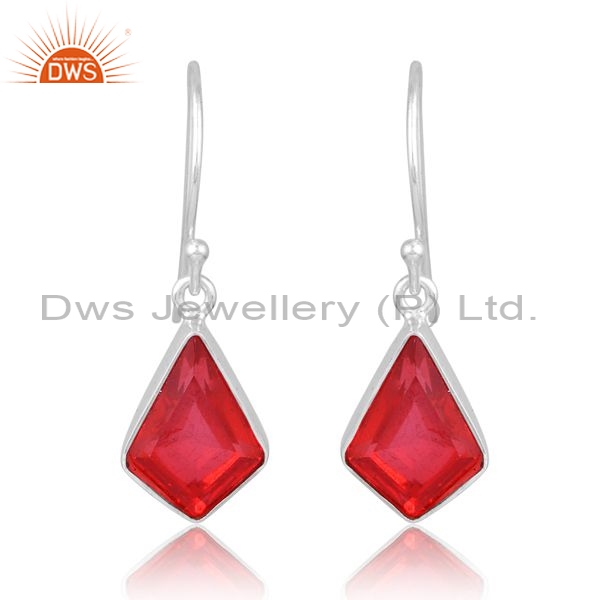 Silver White Drops With Doublet Garnet Kite Cut Stone