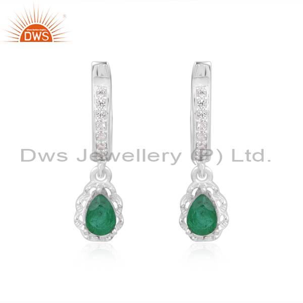 Doublet Zambian Emerald Quartz & CZ Earrings