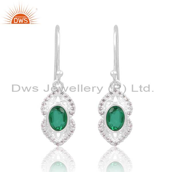 Gemstone Doublet Earrings: Zambian Emerald Quartz & CZ