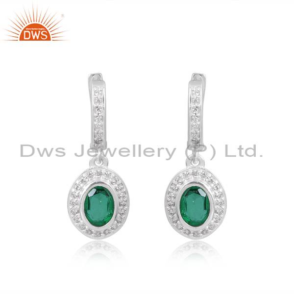 Doublet Earrings: Zambian Emerald Quartz & CZ