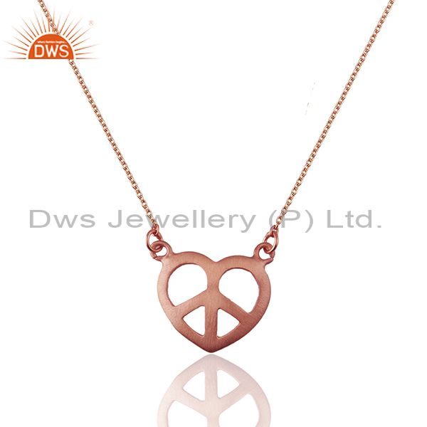 Rose gold plated 925 silver peace charm chain pendant manufacturer
