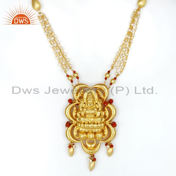 18k yellow gold plated 925 sterling silver handmade hindu god temple jewelry