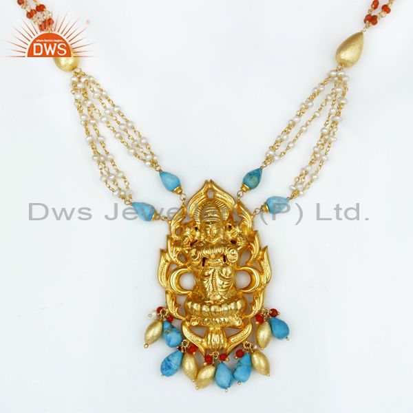 18k gold plated 925 sterling silver hindu gold 32 inch temple jewelry necklace