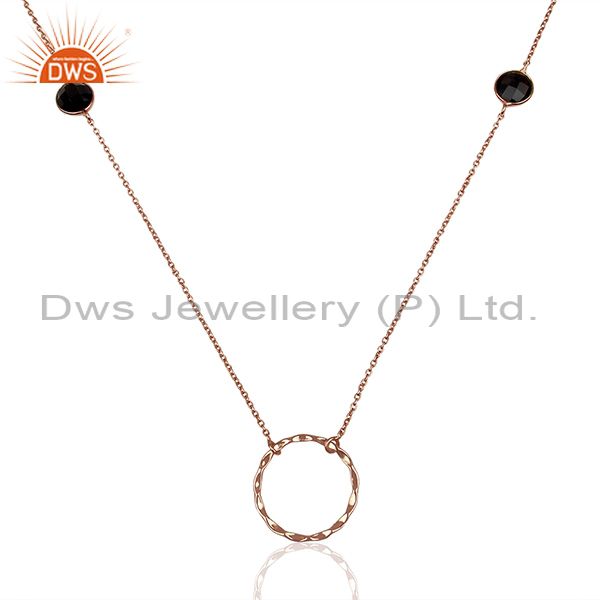 Rose gold plated 925 silver smoky quartz gemstone necklace jewelry