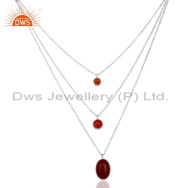 Carnelian gemstone fine sterling silver chain necklace manufacturer india