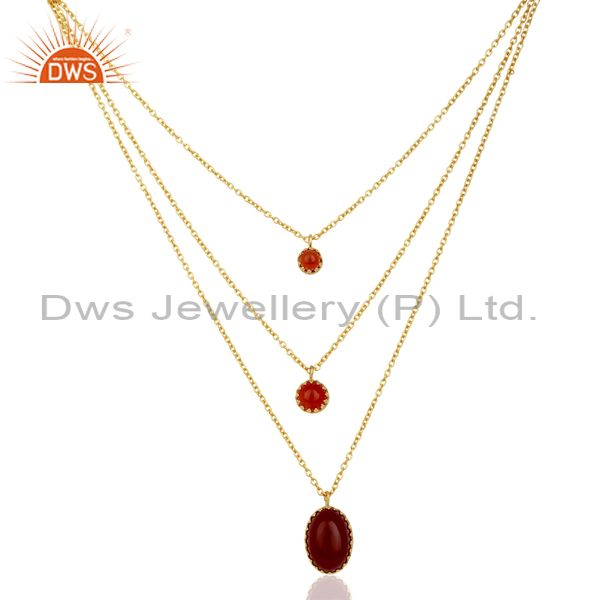 Carnelian gemstone gold plated designer chain necklace supplier