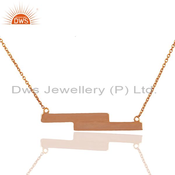 18k rose gold plated 925 silver simple bar design girls chain pendant