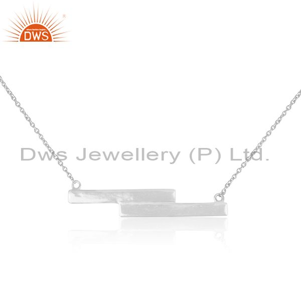 White sterling plain silver bar design pendant with chain manufacturer
