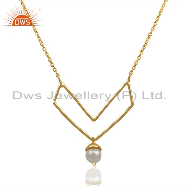 Gold plated sterling 92.5 silver freshwater pearl pendant wholesale