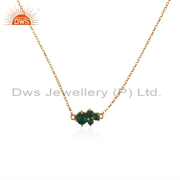 Multi gemstone 925 silver gold plated chain pendant manufacturers