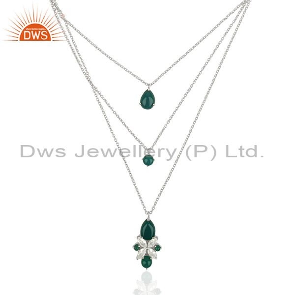 Multi gemstone 925 silver handmade chain pendant manufacturers