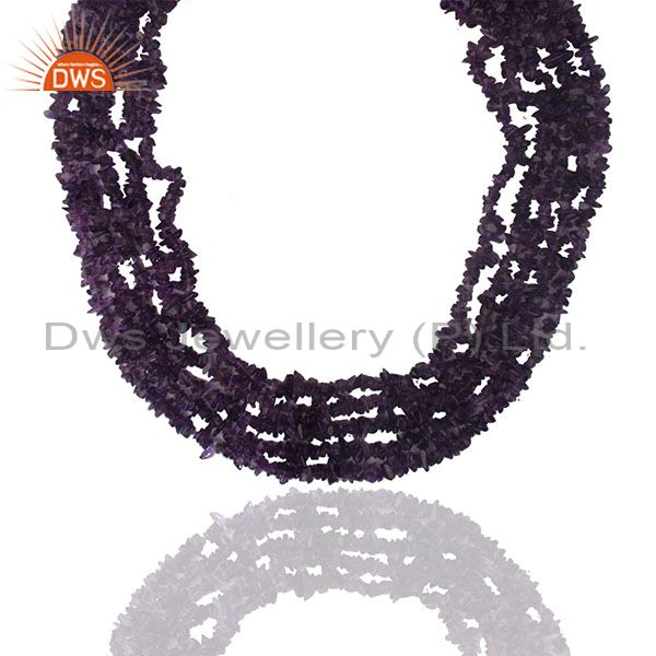 Natural amethyst beaded gemstone 925 silver necklace wholesale