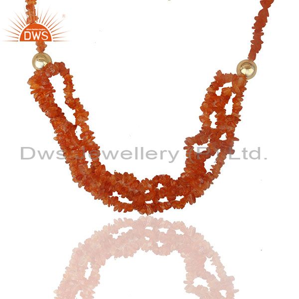 Carnelian beaded gemstone 925 silver gold plated necklace suppliers