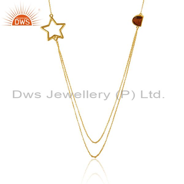 Handmade gold plated 925 silver tiger eye gemstone star charm necklace suppliers